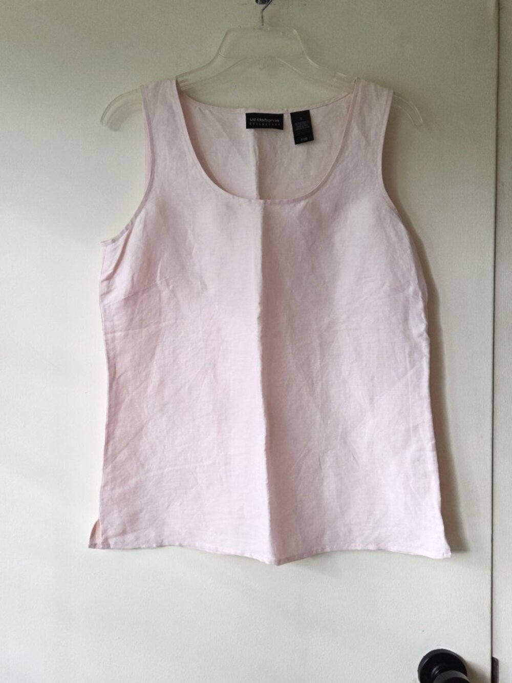 Liz Claiborne sz M Collection Silk Linen Pastel Pink Tank Top Blouse Sleeveless
